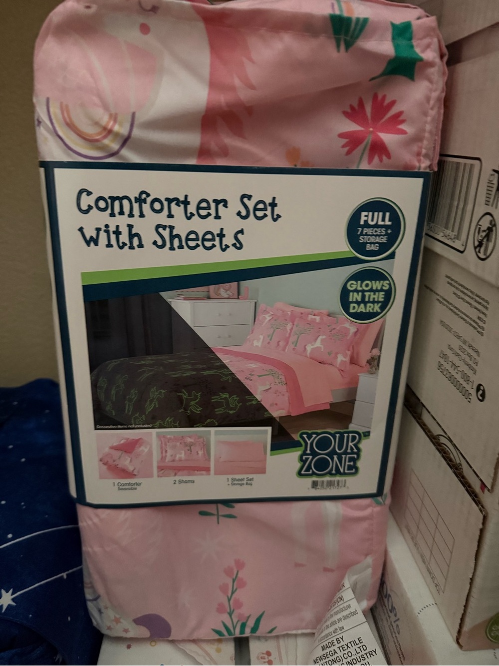 Your Zone Pink Glow-in-the-Dark Comforter Set with Sheets